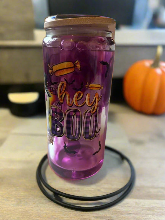 Pre-made Hey Boo Purple Drip Tumbler