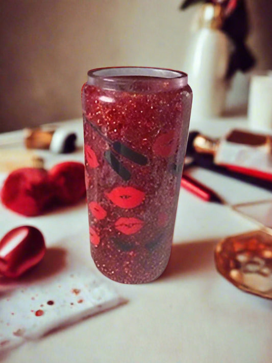 Pre-made Red Makeup Snow Globe Tumbler (Medium Flow)