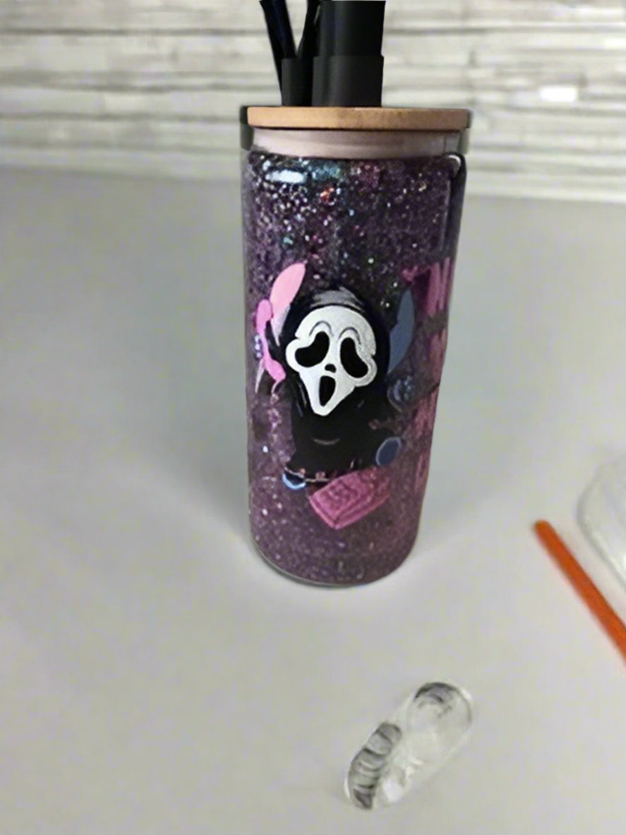 Pre-made Stitch Scream Halloween Snow Globe Tumbler (Medium Flow)